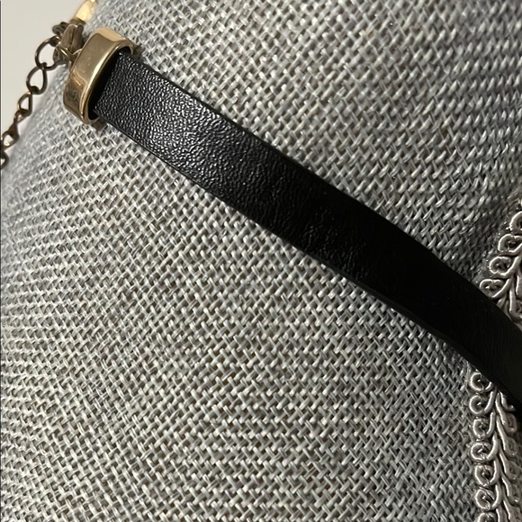 NWOT Leather Gold Accent Chunky Black White Brown Statement Necklace - Picture 7 of 11